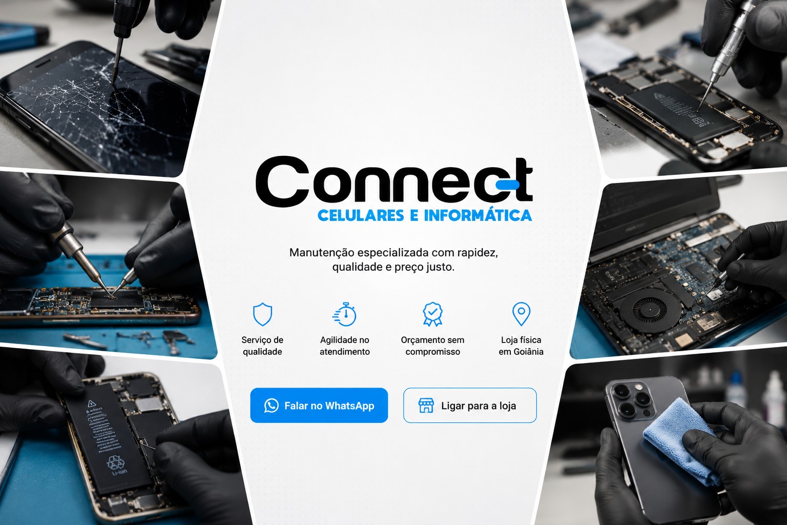 Serviços de manutenção da Connect Celulares em Goiânia